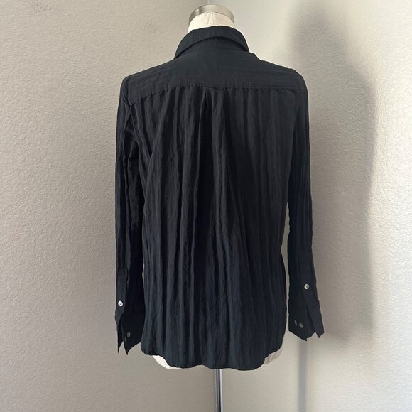 Madewell Black Button Up Shirt Crinkle Viscose Minimalist Shirttail Relax Fit Tu - Picture 4 of 14